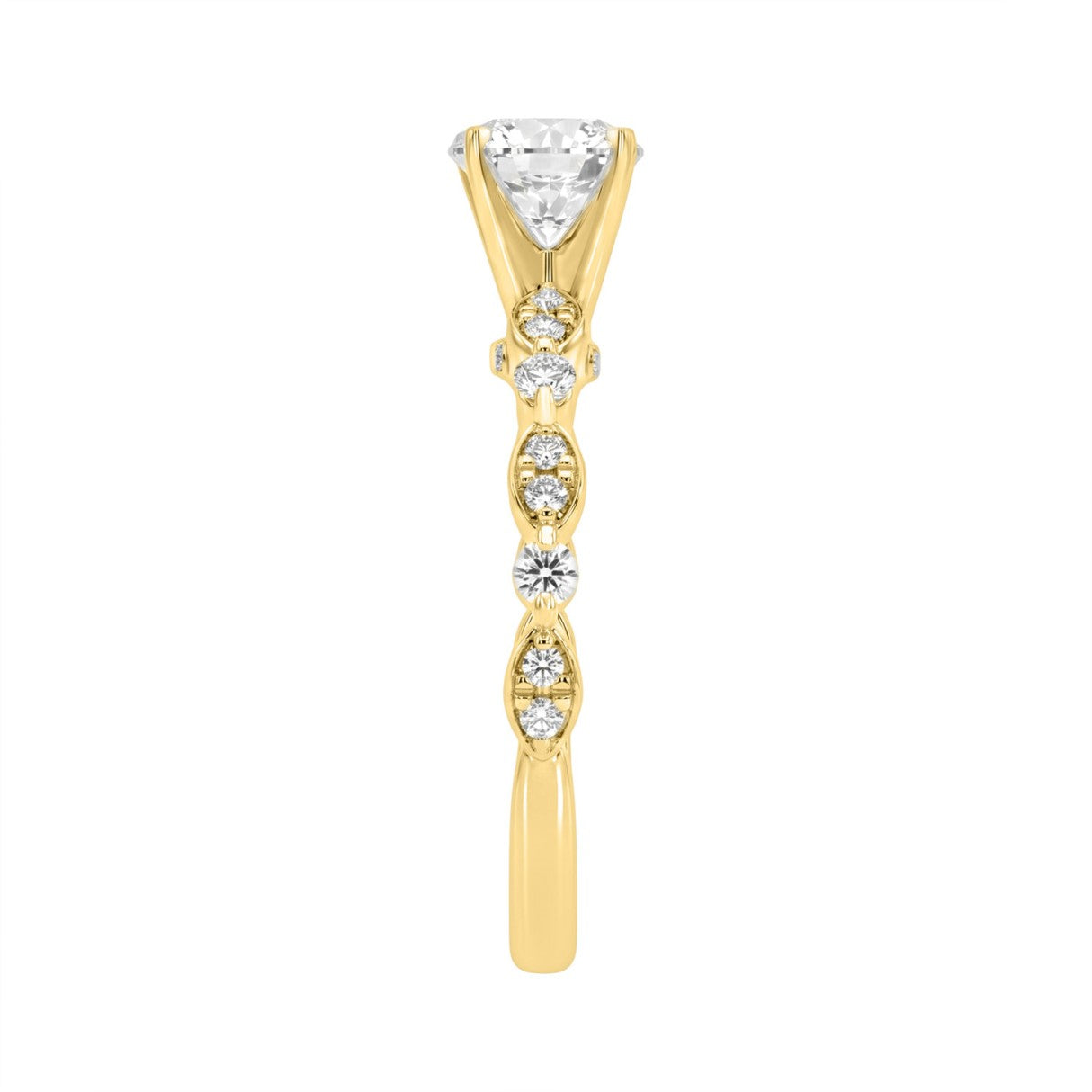 Lab Grown Diamond Engagement Ring 1 1/4Ct Yellow Gold 14K Round Brilliant Cut Ring With 1.00 Ct Center Stone For Women (Color F-G -Clarity Vs1/Vs2)