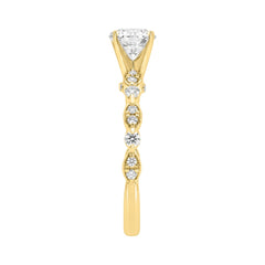 Lab Grown Diamond Engagement Ring 1 1/4Ct Yellow Gold 14K Round Brilliant Cut Ring With 1.00 Ct Center Stone For Women (Color F-G -Clarity Vs1/Vs2)