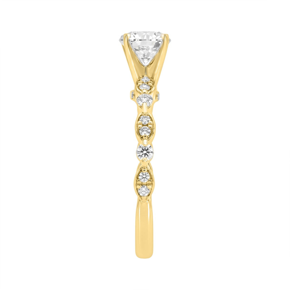 Lab Grown Diamond Engagement Ring 1 1/4Ct Yellow Gold 14K Round Brilliant Cut Ring With 1.00 Ct Center Stone For Women (Color F-G -Clarity Vs1/Vs2)