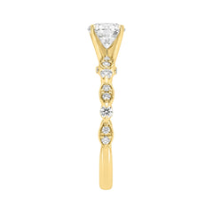 Lab Grown Diamond Engagement Ring 1 1/4Ct Yellow Gold 14K Round Brilliant Cut Ring With 1.00 Ct Center Stone For Women (Color F-G -Clarity Vs1/Vs2)