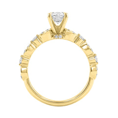 14K Yellow Gold 1 1/4Ct Oval &amp; Round Diamond Ladies Engagement Ring 1.00 Ct Oval Center Stone Classic Ladies Ring  (Color F-G -Clarity Vs1/Vs2)