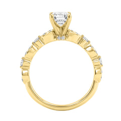 14K Yellow Gold Radiant Cut Diamond Ladies Engagement Ring 1 1/4Ct  With 1.00 Ct Center &amp; Round Side Diamonds 1Ct Radiant Center Stone (Color F-G