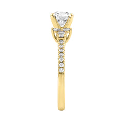Round Diamond Engagement Ring 1 1/4Ct 14K Yellow Gold Ring With Round &amp; Baguette Accent Diamonds For Women 1Ct Round Center Stone (Color F-G -Clarity Vs1/Vs2)
