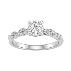 1 1/2Ct Round Lab-Grown Diamond Engagement Ring In 14K White Gold Ladies Bridal Ring 3/4Ct Round Center Stone (Color F-G -Clarity Vs1/Vs2)