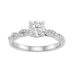 1 1/2Ct Round Lab-Grown Diamond Engagement Ring In 14K White Gold Ladies Bridal Ring 3/4Ct Round Center Stone (Color F-G -Clarity Vs1/Vs2)