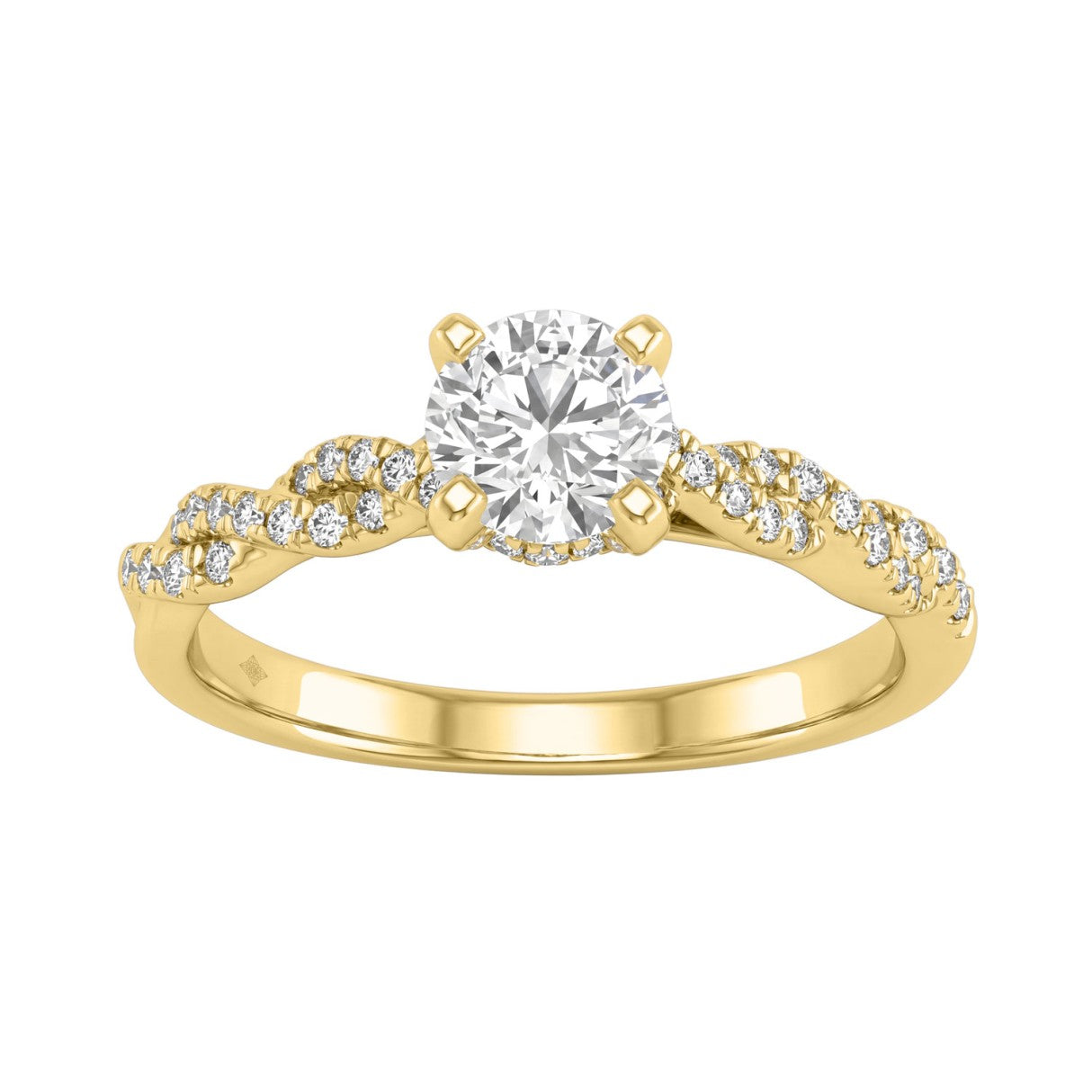 1 1/2Ct Round Lab-Grown Diamond Engagement Ring In 14K Yellow Gold Ladies Bridal Ring 3/4Ct Round Center Stone (Color F-G -Clarity Vs1/Vs2)