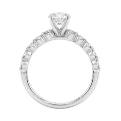 1 1/2Ct  Round &amp; Oval Diamond Classic Ring In 14K White Gold Ladies Fine Jewelry Ring 1Ct Oval Center Stone (Color F-G -Clarity Vs1/Vs2)