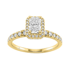 1 1/4Ct Radiant & Round Lab-Grown Diamond Ring In 14K Yellow Gold Ladies Engagement Ring 3/4Ct Radiant Center Stone (Color F-G -Clarity Vs1/Vs2)