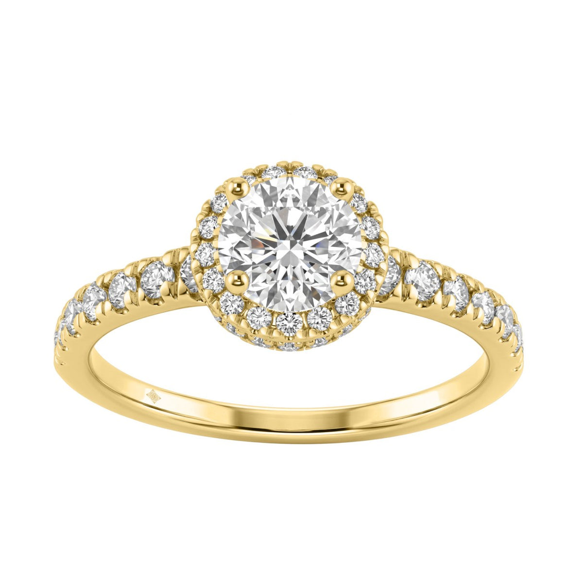 Ladies 14K Yellow Gold Engagement Ring With 1 1/4Ct Round Lab-Grown Diamonds Fine Jewelry 3/4Ct Round Center Stone (Color F-G -Clarity Vs1/Vs2)
