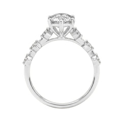 Women 14K White Gold 2 1/4Ct Lab Grown Diamond Ring Marquise Cut With Round Side Stone Engagement Ring 2.00Ct Marquise Center Stone (Color F-G -Clarity Vs1/Vs2)