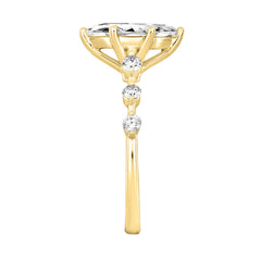 Women 14K Yellow Gold 2 1/4Ct Lab Grown Diamond Ring Marquise Cut With Round Side Stone Engagement Ring 2.00Ct Marquise Center Stone (Color F-G -Clarity Vs1/Vs2)