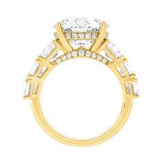 14K Yellow Gold Emerald Cut Diamond Hidden Halo Engagement Ring With Round Diamonds 5.00Ct Women Bridal Ring 3.00Ct Round Center Stone (Color F-G -Cla