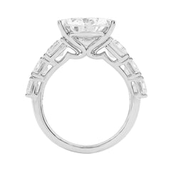 Luxury 14K White Gold 5 1/2Ct Emerald & Oval Cut Diamond Engagement Ring Classic Fine Jewelry For Women 3.00Ct Oval Center Stone (Color F-G -Clarity V