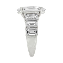 Luxury 14K White Gold 5 1/2Ct Emerald & Oval Cut Diamond Engagement Ring Classic Fine Jewelry For Women 3.00Ct Oval Center Stone (Color F-G -Clarity V
