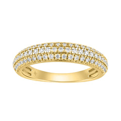 Luxury 14K Yellow Gold 1/2Ct Round Diamond Band For Women Elegant Wedding Or Anniversary Ring
