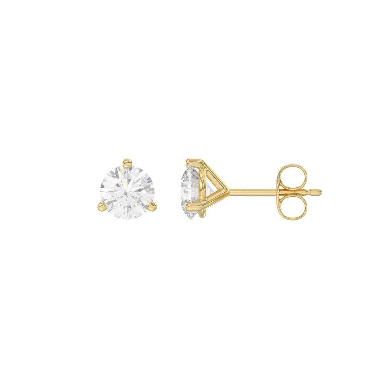 14K Yellow Gold 1.00CT Round Diamond Solitaire Earrings For Women Classic Diamond Stud Earrings