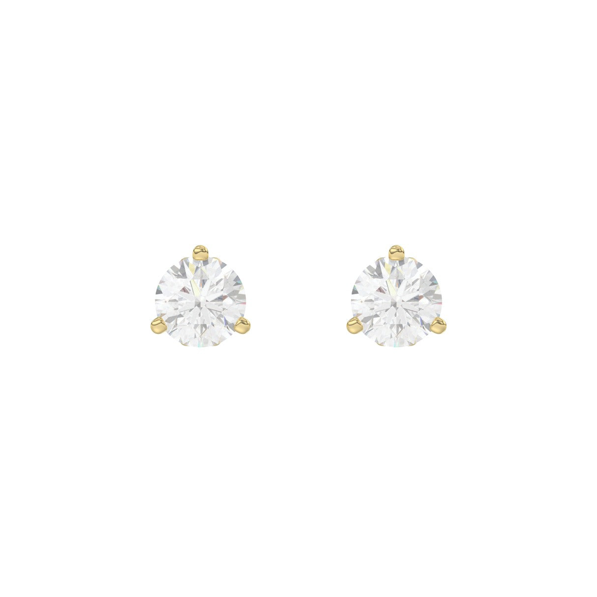 14K Yellow Gold 1 1/2Ct Round Diamond Solitaire Earrings For Women Classic Diamond Stud Earrings