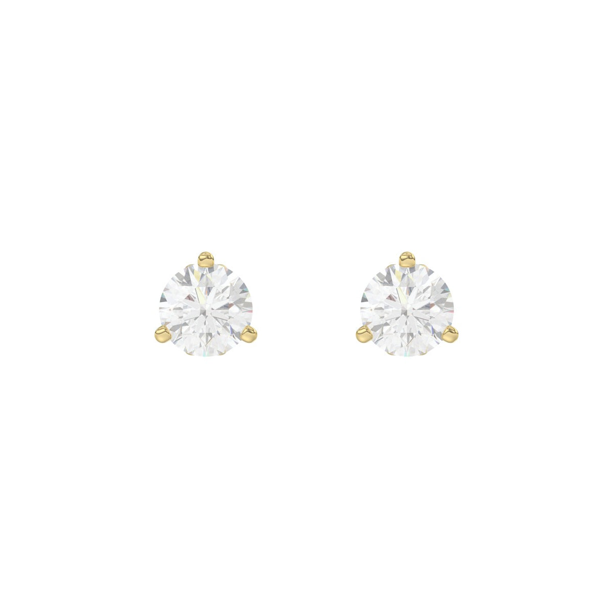 14K Yellow Gold 1 1/2Ct Round Diamond Solitaire Earrings For Women Classic Diamond Stud Earrings