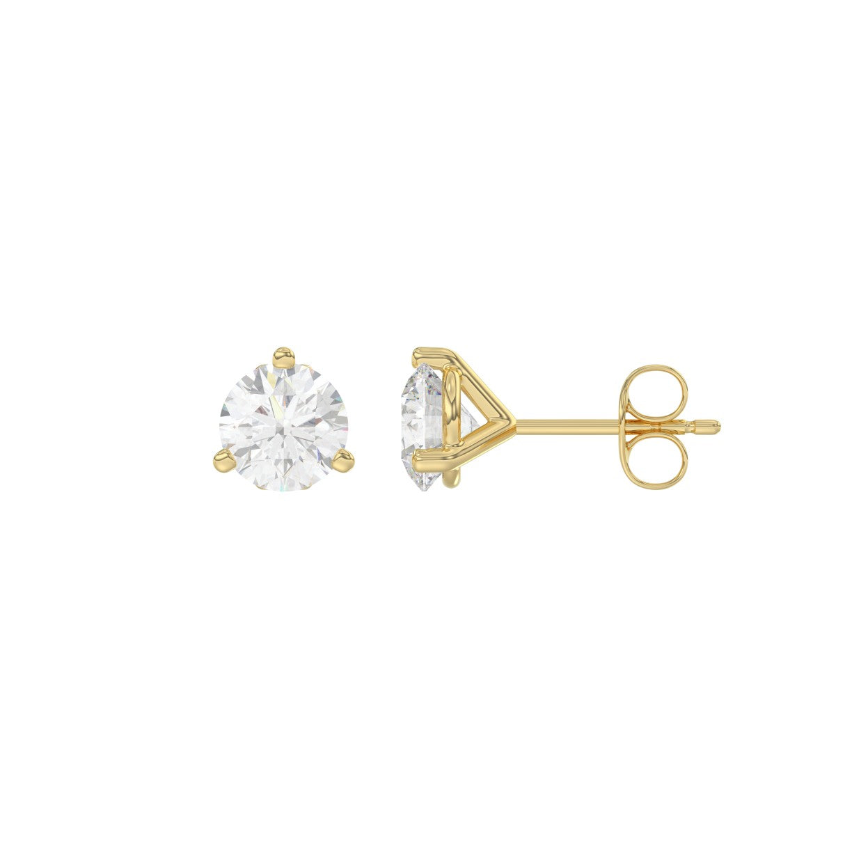 14K Yellow Gold 1 1/2Ct Round Diamond Solitaire Earrings For Women Classic Diamond Stud Earrings