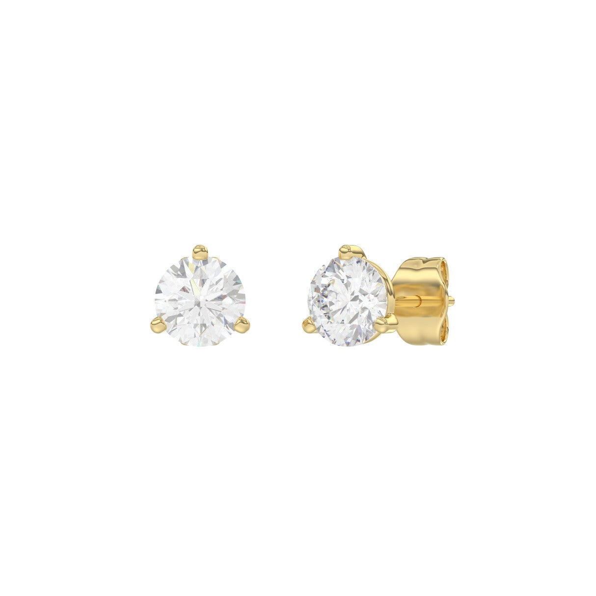 14K Yellow Gold 1 1/2Ct Round Diamond Solitaire Earrings For Women Classic Diamond Stud Earrings