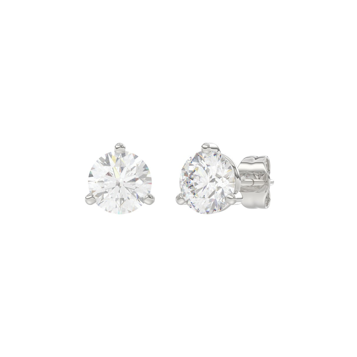 14K White Gold 2.00CT Round Brilliant Diamond Solitaire Stud Earrings for Women Fine Jewelry