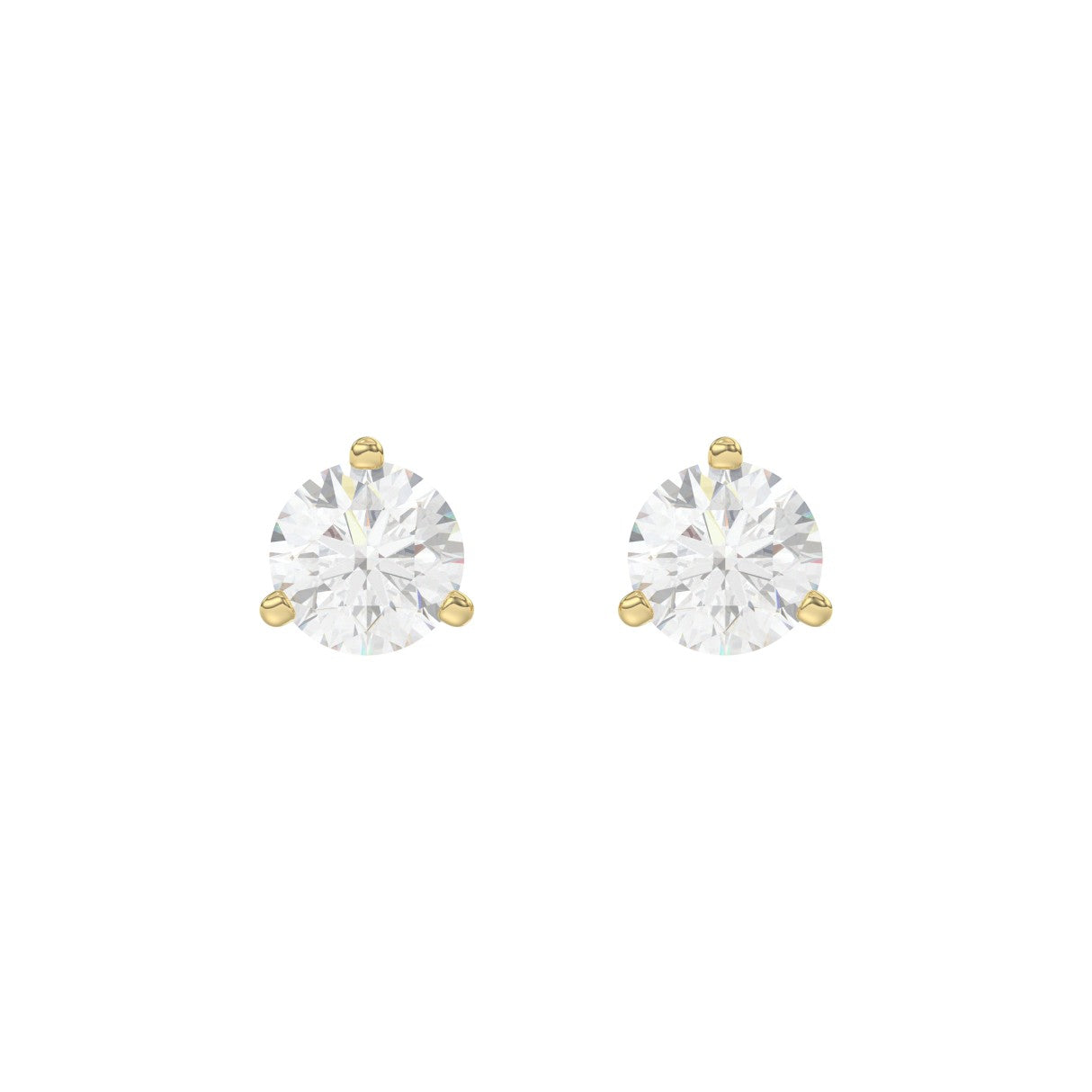 14K Yellow Gold 2.00CT Round Brilliant Diamond Solitaire Stud Earrings for Women Fine Jewelry