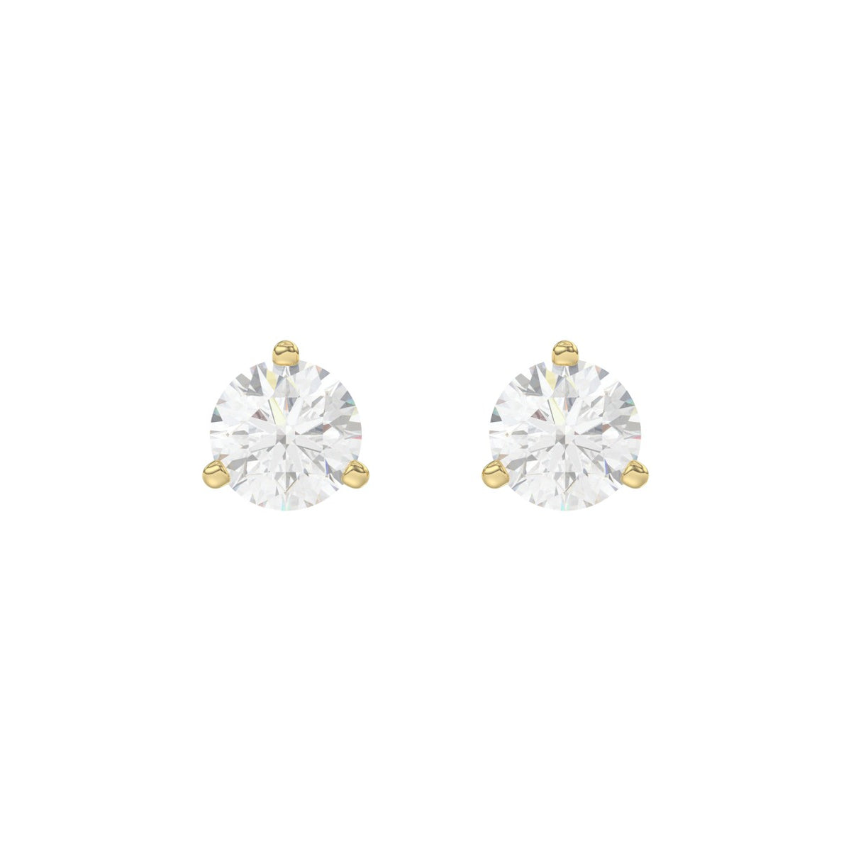 14K Yellow Gold 2.00CT Round Brilliant Diamond Solitaire Stud Earrings for Women Fine Jewelry