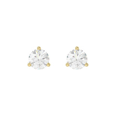 14K Yellow Gold 2.00CT Round Brilliant Diamond Solitaire Stud Earrings for Women Fine Jewelry