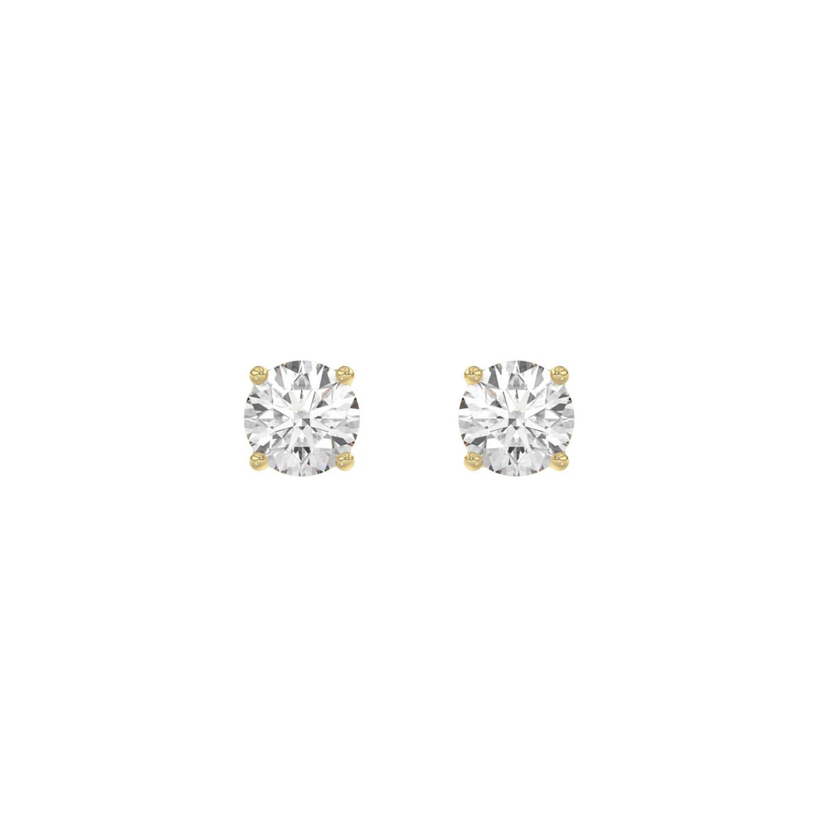 14K Yellow Gold 1.00 Ct Round Brilliant Diamond Stud Earrings Lab Grown Diamond Solitaire Earrings For Women Fine Jewelry Gift
