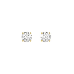 14K Yellow Gold 1.00 Ct Round Brilliant Diamond Stud Earrings Lab Grown Diamond Solitaire Earrings For Women Fine Jewelry Gift