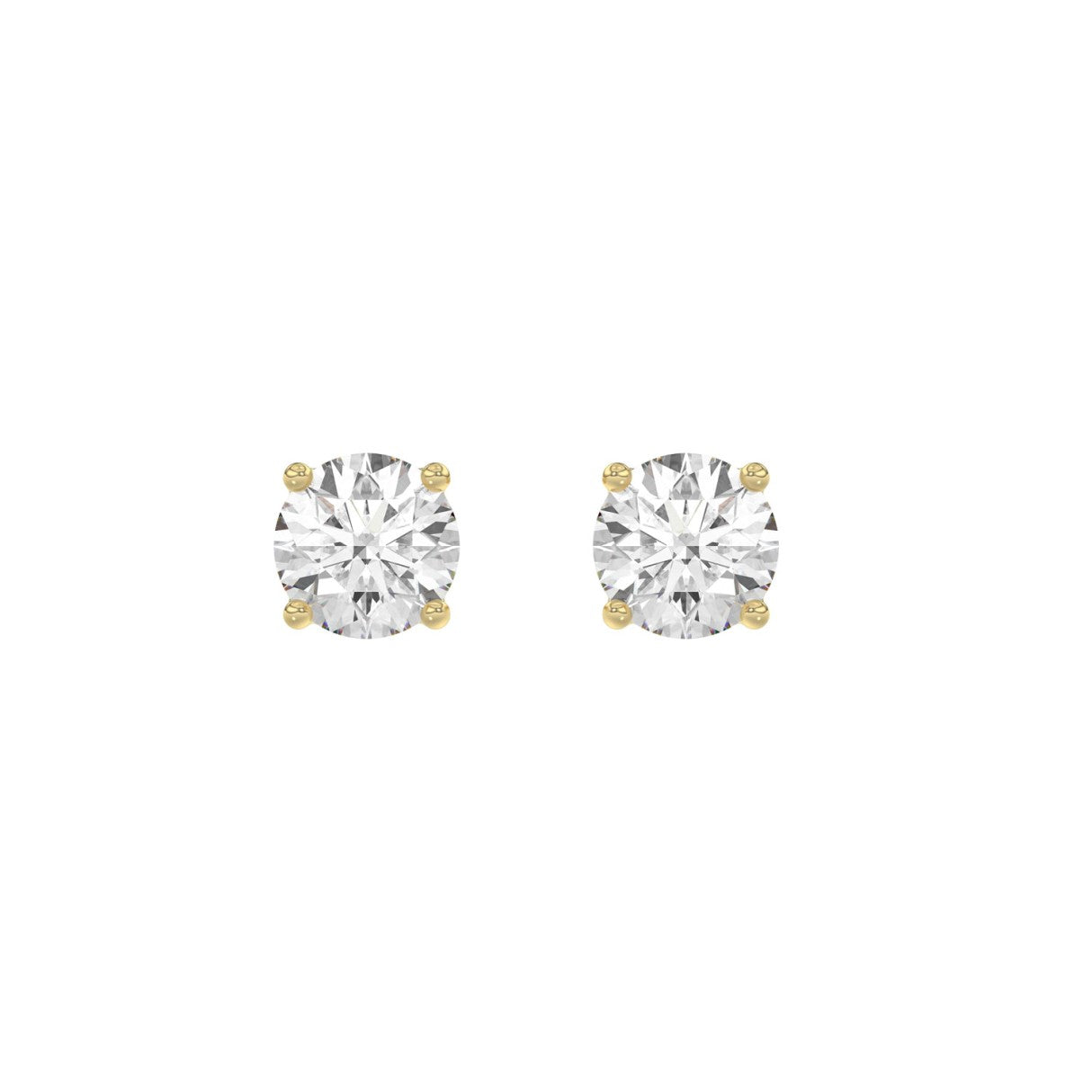 14K Yellow Gold 2.00 Ct Round Brilliant Diamond Stud Earrings Lab Grown Diamond Solitaire Earrings For Women Fine Jewelry Gift