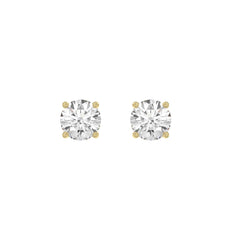 14K Yellow Gold 2.00 Ct Round Brilliant Diamond Stud Earrings Lab Grown Diamond Solitaire Earrings For Women Fine Jewelry Gift