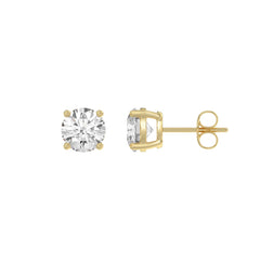 14K Yellow Gold 2.00 Ct Round Brilliant Diamond Stud Earrings Lab Grown Diamond Solitaire Earrings For Women Fine Jewelry Gift