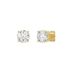 14K Yellow Gold 2.00 Ct Round Brilliant Diamond Stud Earrings Lab Grown Diamond Solitaire Earrings For Women Fine Jewelry Gift