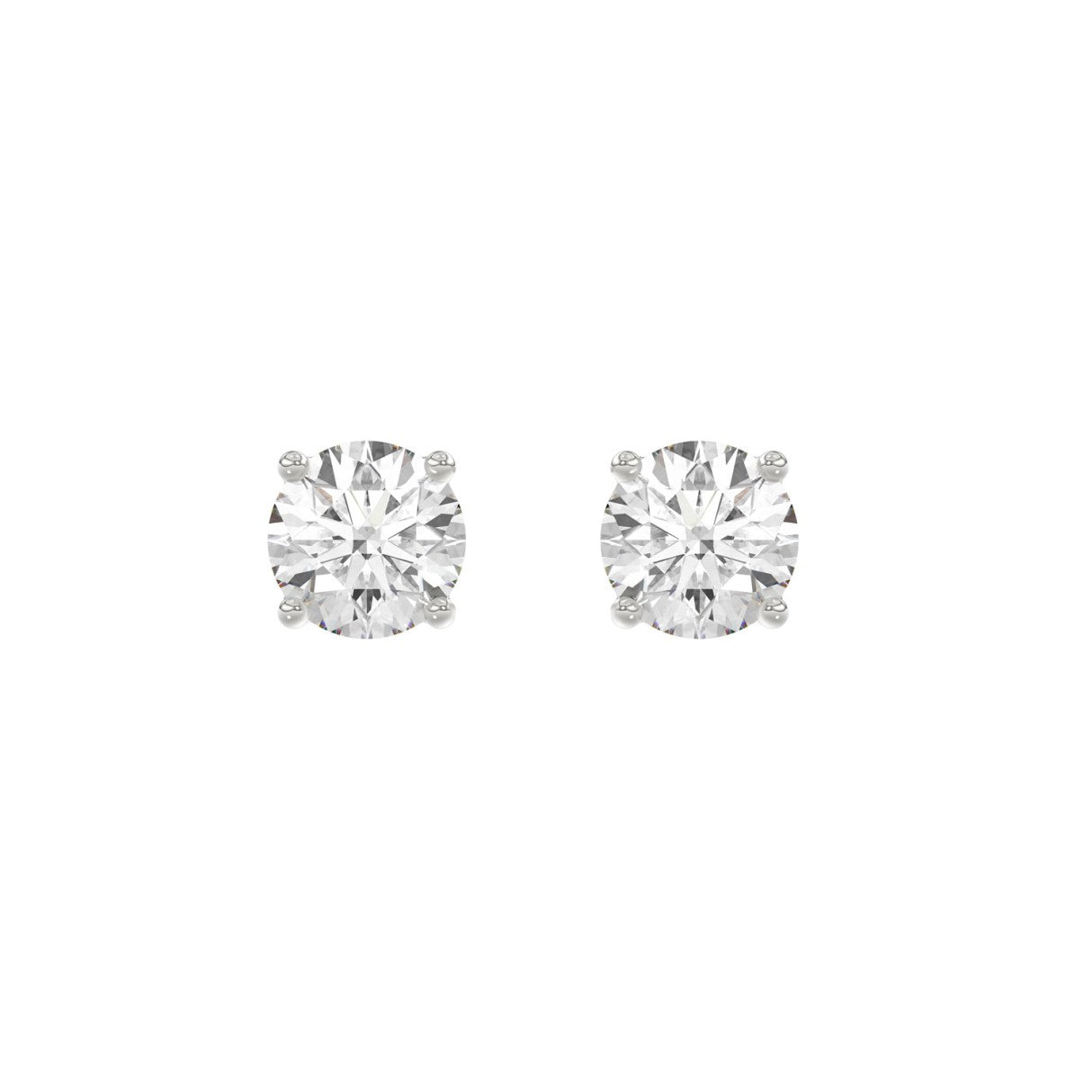 Luxury 14K White Gold 2 1/2Ct Round Diamond Stud Earrings Classic Lab Grown Diamond Solitaire Earrings