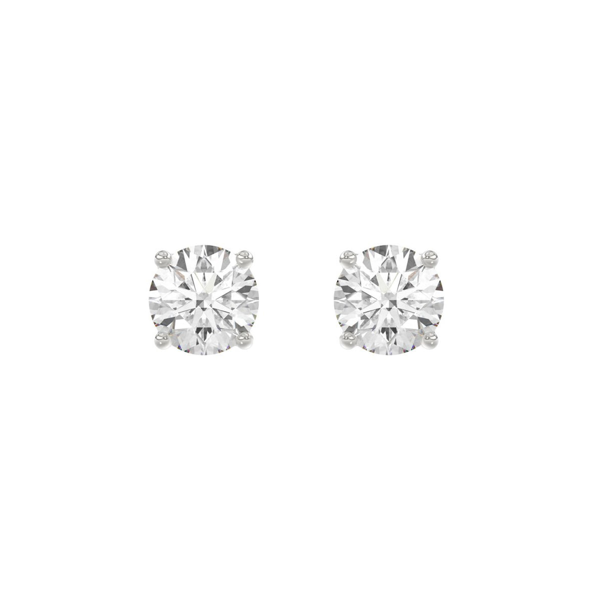 Luxury 14K White Gold 2 1/2Ct Round Diamond Stud Earrings Classic Lab Grown Diamond Solitaire Earrings