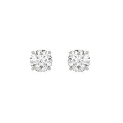 Luxury 14K White Gold 2 1/2Ct Round Diamond Stud Earrings Classic Lab Grown Diamond Solitaire Earrings