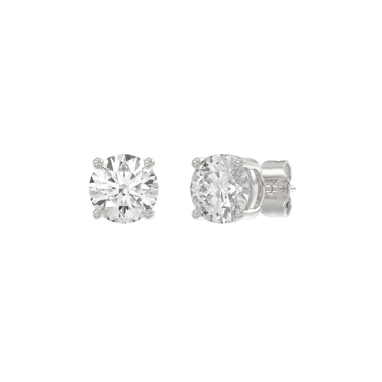 Luxury 14K White Gold 2 1/2Ct Round Diamond Stud Earrings Classic Lab Grown Diamond Solitaire Earrings