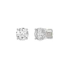 Luxury 14K White Gold 2 1/2Ct Round Diamond Stud Earrings Classic Lab Grown Diamond Solitaire Earrings