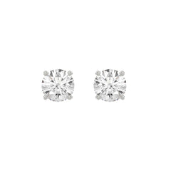 14K White Gold 3.00 Ct Round Brilliant Diamond Stud Earrings Lab Grown Diamond Solitaire Earrings For Women Fine Jewelry Gift