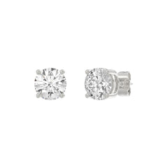 14K White Gold 3.00 Ct Round Brilliant Diamond Stud Earrings Lab Grown Diamond Solitaire Earrings For Women Fine Jewelry Gift
