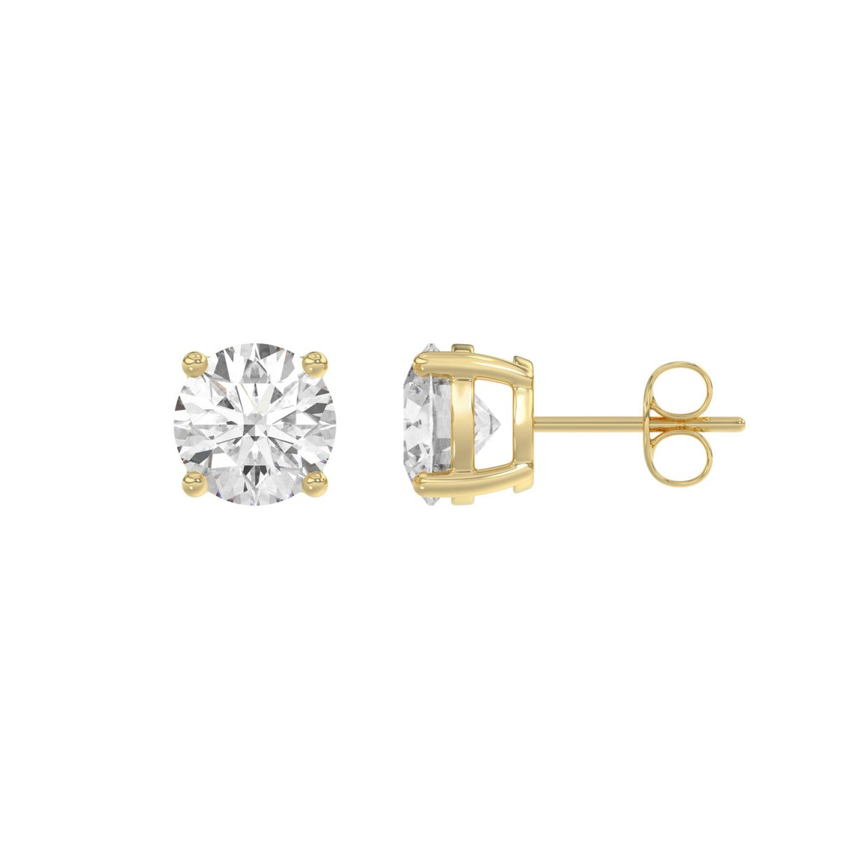 14K Yellow Gold 3.00 Ct Round Brilliant Diamond Stud Earrings Lab Grown Diamond Solitaire Earrings For Women Fine Jewelry Gift