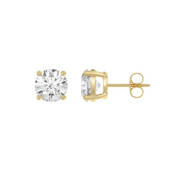14K Yellow Gold 3.00 Ct Round Brilliant Diamond Stud Earrings Lab Grown Diamond Solitaire Earrings For Women Fine Jewelry Gift