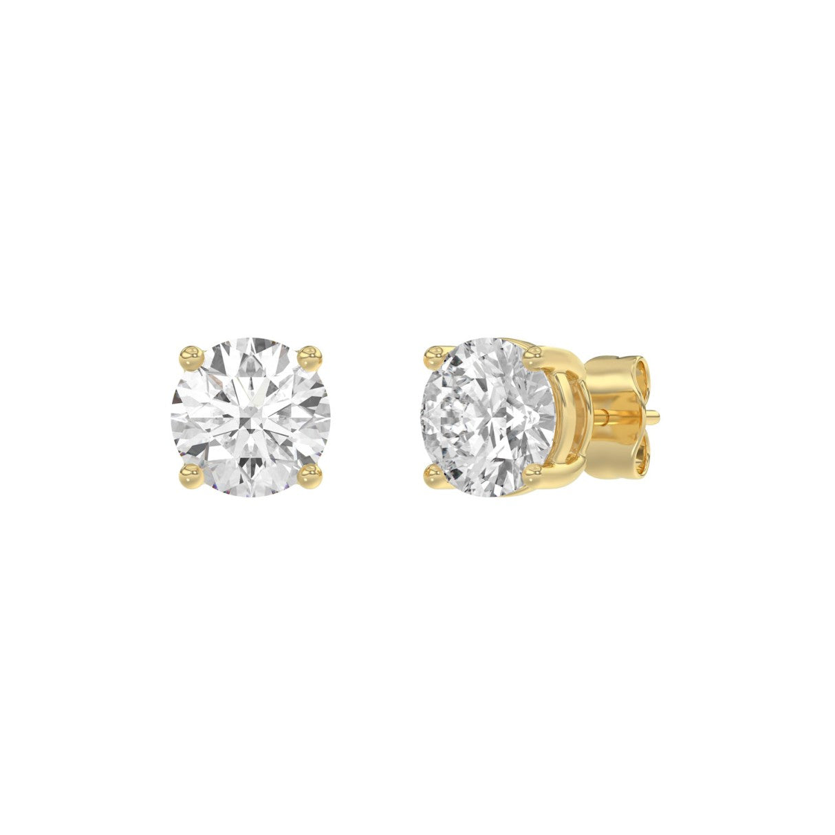 14K Yellow Gold 3.00 Ct Round Brilliant Diamond Stud Earrings Lab Grown Diamond Solitaire Earrings For Women Fine Jewelry Gift