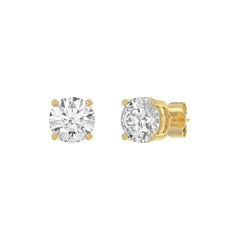14K Yellow Gold 3.00 Ct Round Brilliant Diamond Stud Earrings Lab Grown Diamond Solitaire Earrings For Women Fine Jewelry Gift