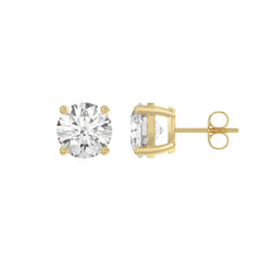 14K Yellow Gold 4.00 Ct Lab Grown Round Diamond Stud Earrings Brilliant Cut Diamond Earrings For Women