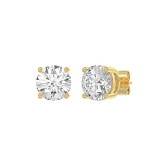 14K Yellow Gold 4.00 Ct Lab Grown Round Diamond Stud Earrings Brilliant Cut Diamond Earrings For Women