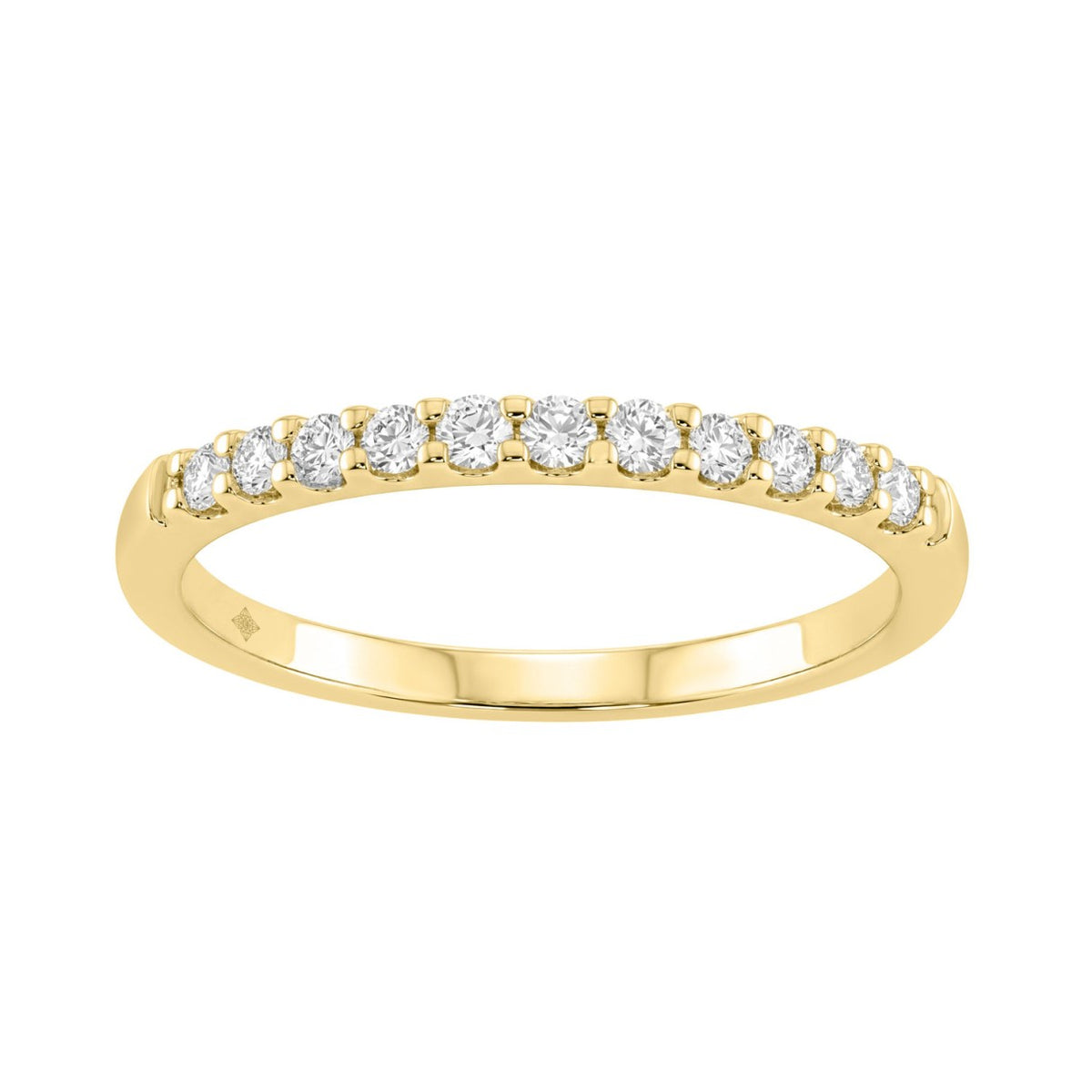 Elegant 14K Yellow Gold Ladies Diamond Wedding Band With 1/4Ct Round Diamonds