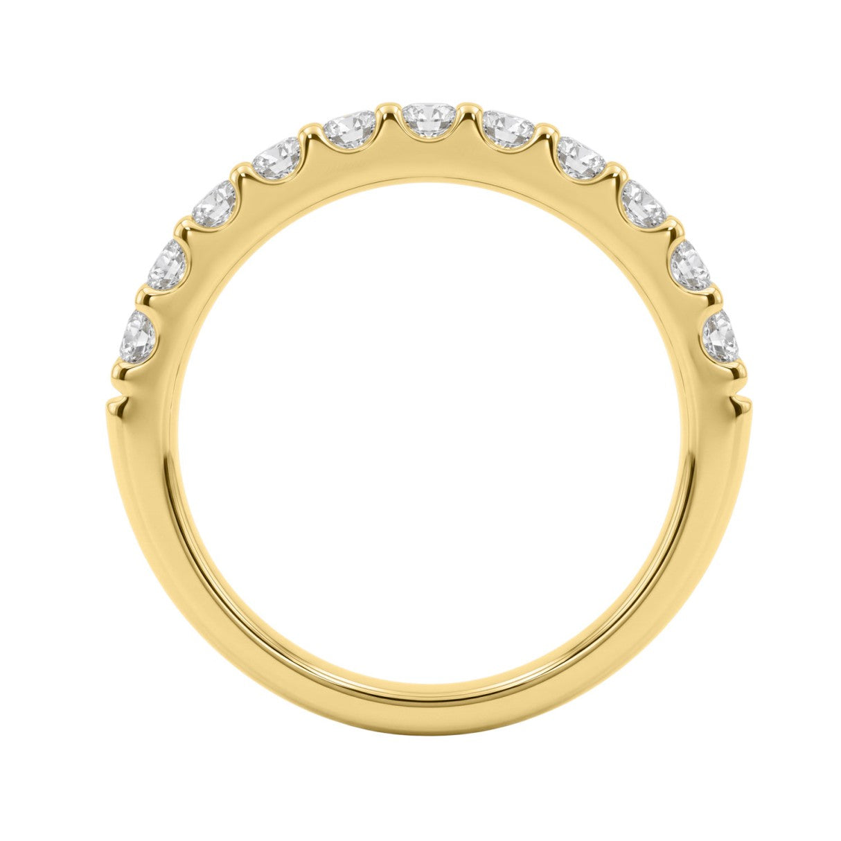 Elegant 14K Yellow Gold Ladies Diamond Wedding Band With 0.75Ctct Round Diamonds
