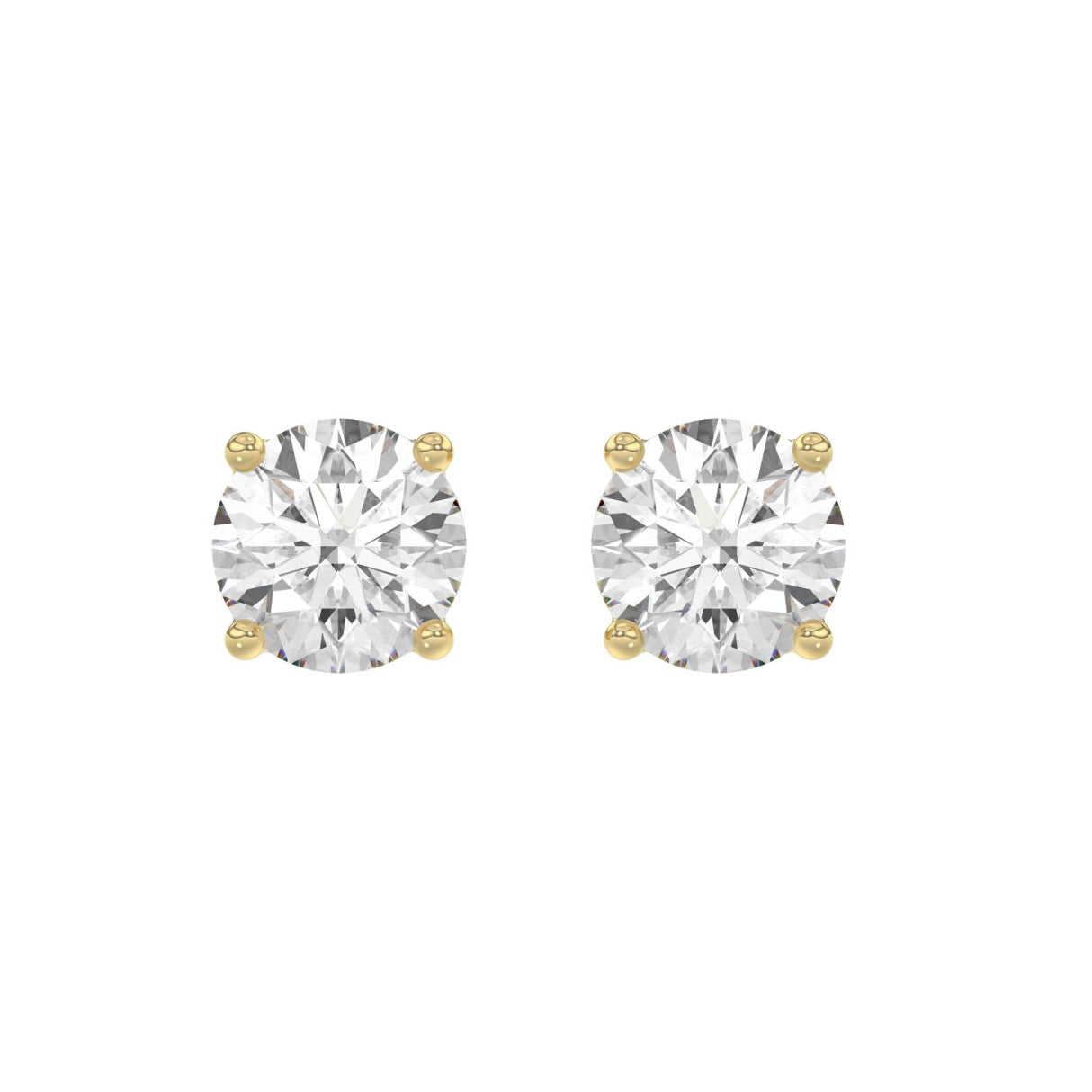 14K Yellow Gold 5.00 Ct Lab Grown Round Diamond Stud Earrings Brilliant Cut Diamond Earrings For Women